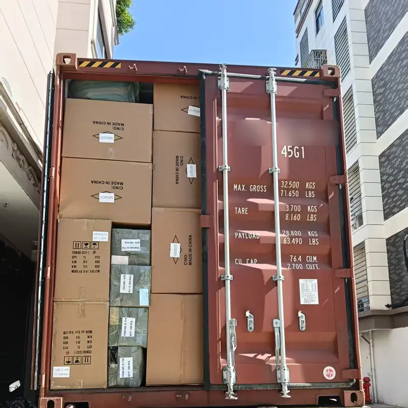 Container loaded up to the doors, with one door closed
